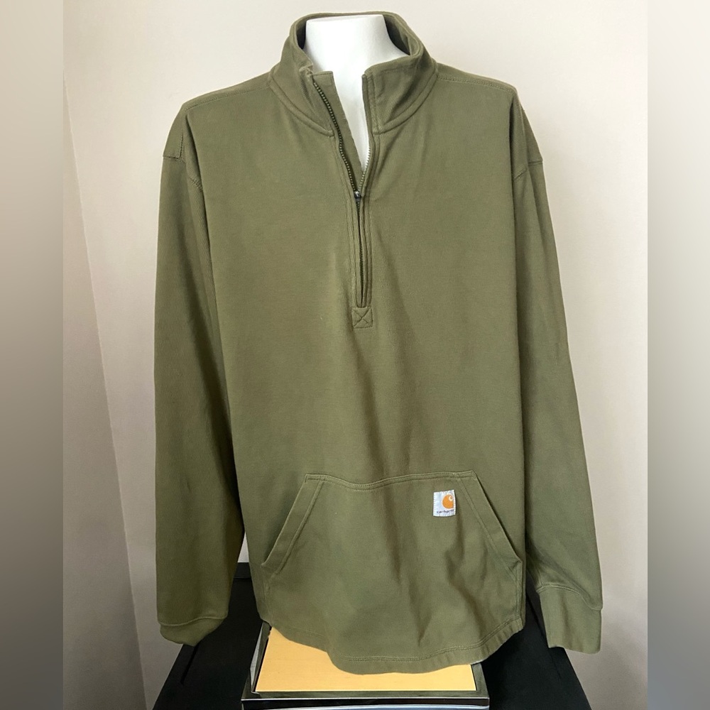 Carhartt Mens Sage Green Quarter-Zip Sweatshirt Size Large